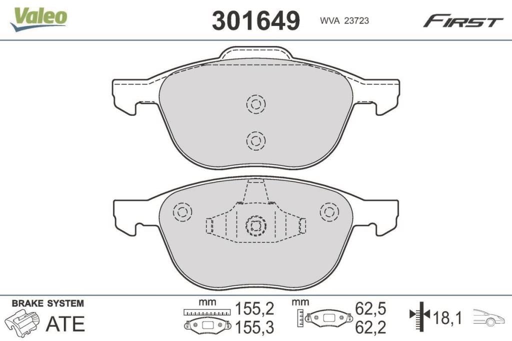 Jeu de 4 plaquettes de frein VALEO ref. 301649